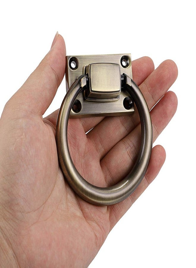 چوكسيس 4 قطع من مقابض السحب الحلقية مقاس 80 مم للكراسي، العثمانية، أبواب الخزائن، الأدراج، لون برونزي أخضر - Image 3